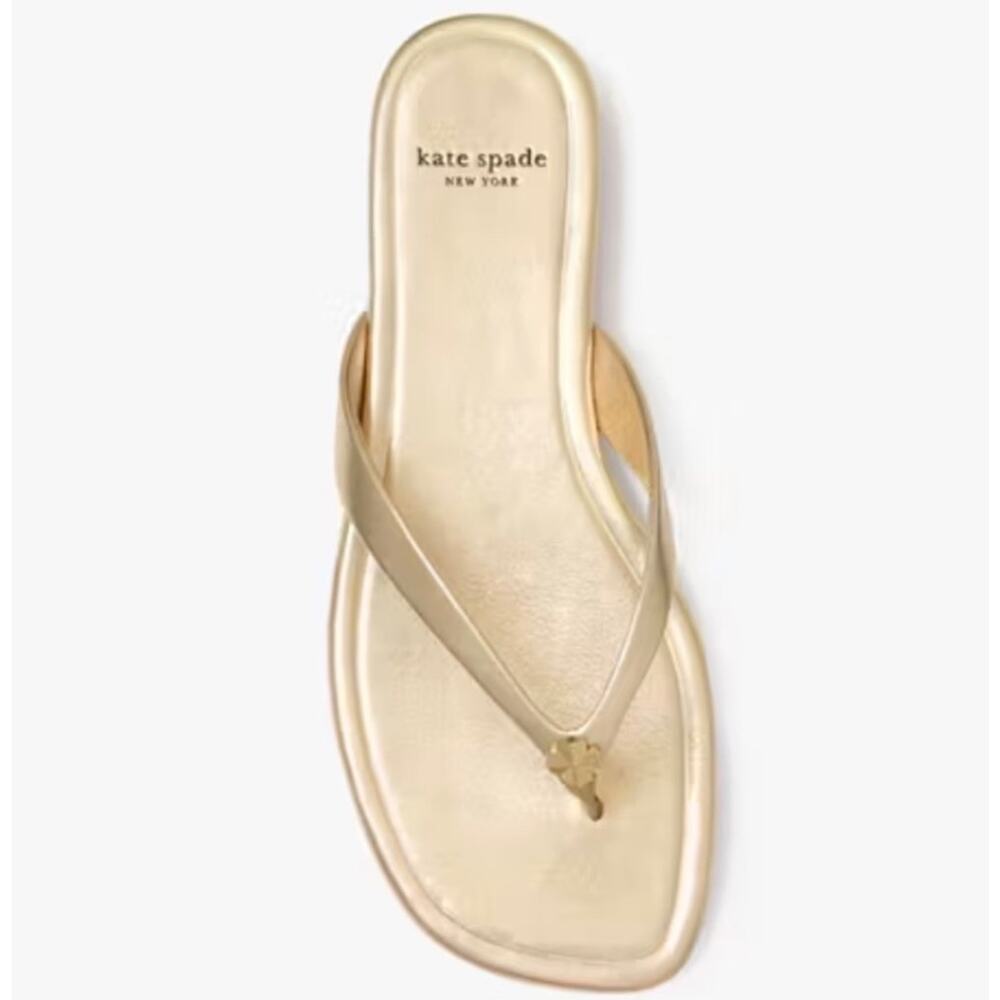 Kate Spade Gold Flower Sandals Flip Flops 10
